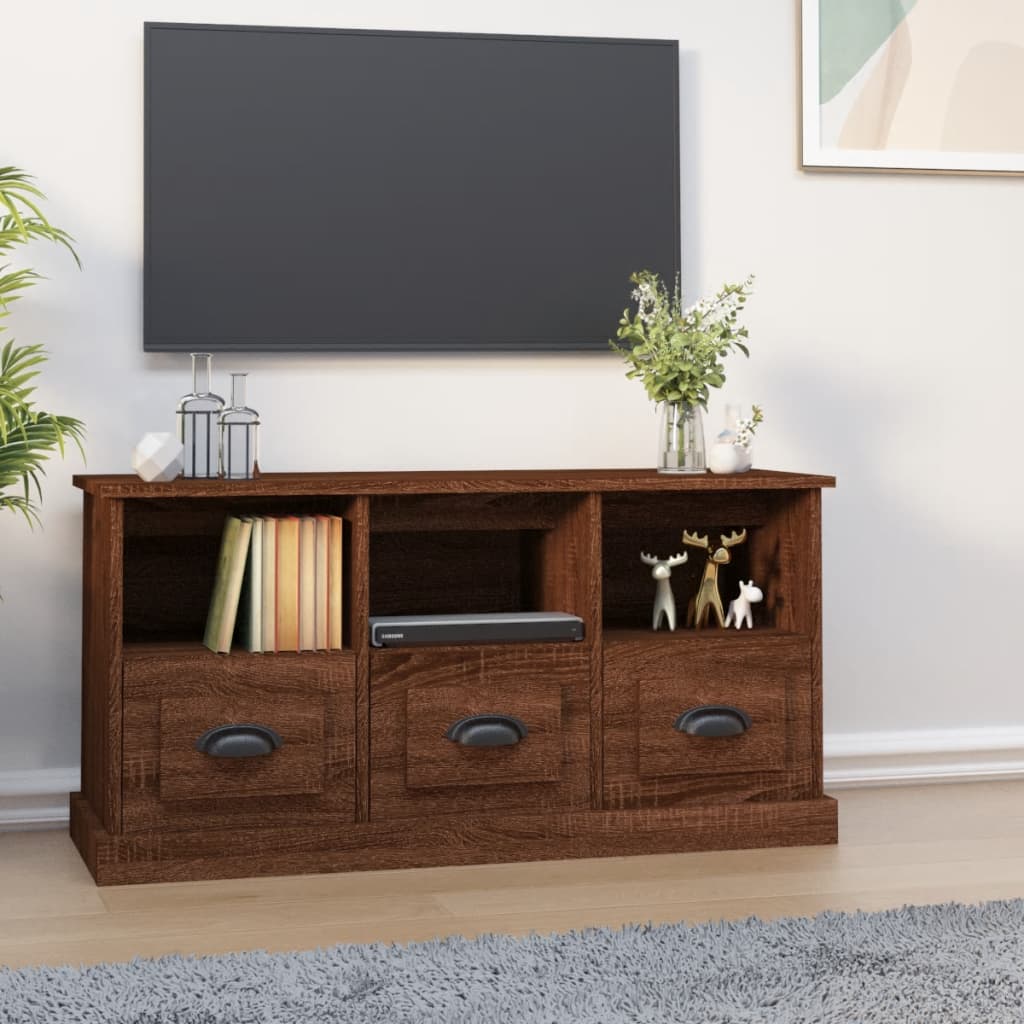 vidaXL TV Cabinet Brown Oak 100x35x50 cm Engineered Wood