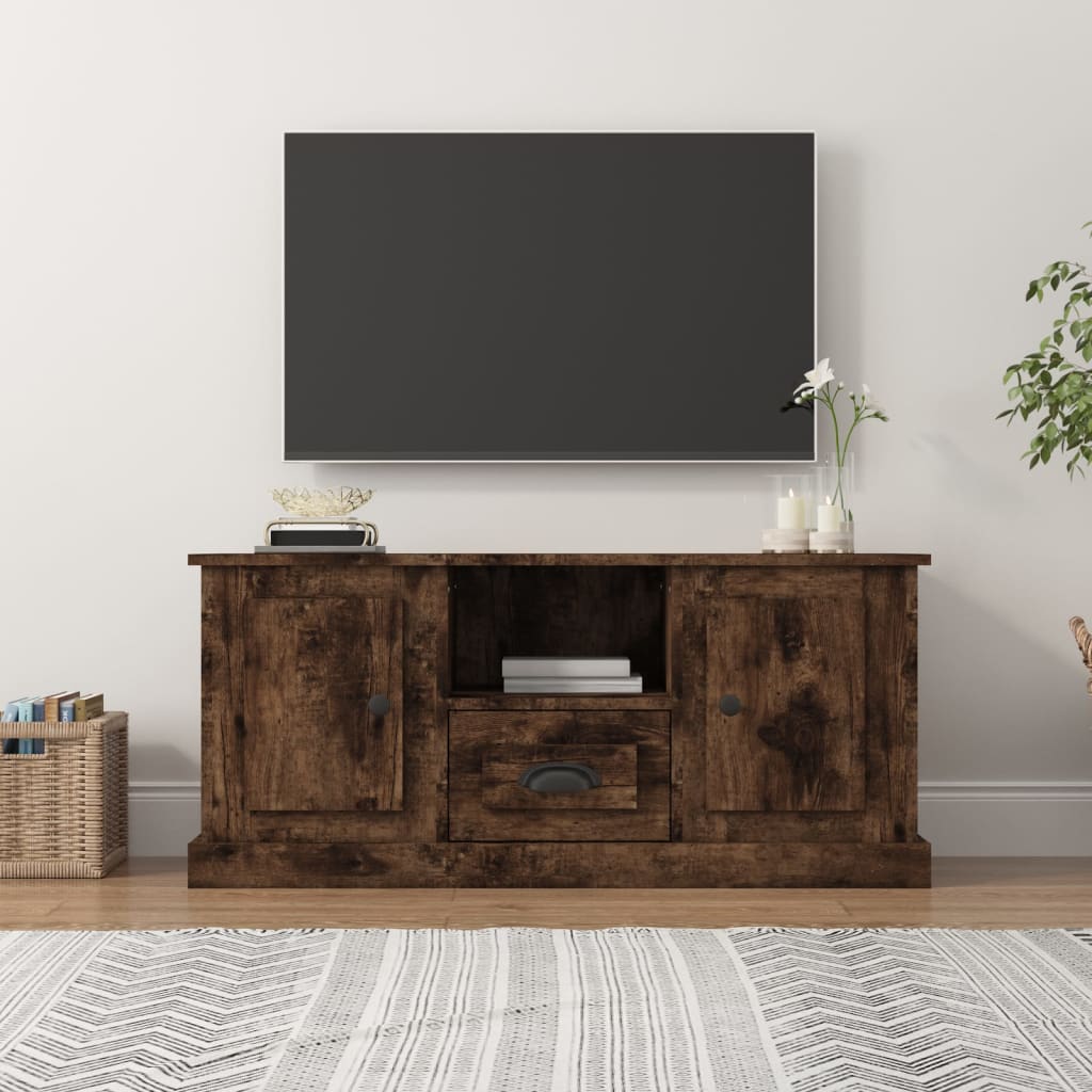 vidaXL TV Cabinet Smoked Oak 100x35.5x45 cm Engineered Wood