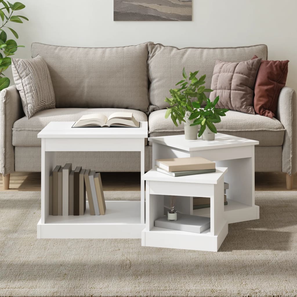 vidaXL Nesting Tables 3 pcs White Engineered Wood