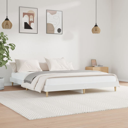 vidaXL Bed Frame White 200x200 cm Engineered Wood