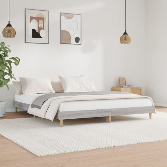 vidaXL Bed Frame Grey Sonoma 200x200 cm Engineered Wood
