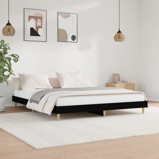 vidaXL Bed Frame Black 160x200 cm Engineered Wood