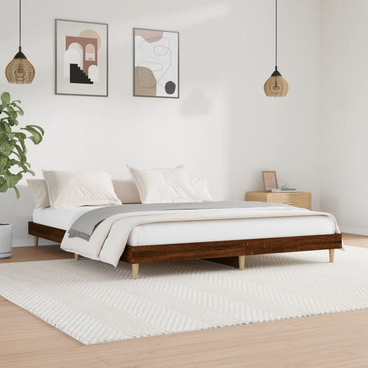 vidaXL Bed Frame Brown Oak 150x200 cm Engineered Wood