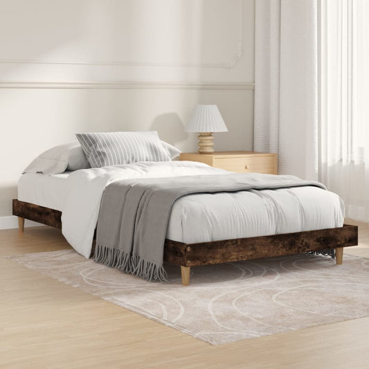 vidaXL Bed Frame Smoked Oak 90x200 cm Engineered Wood