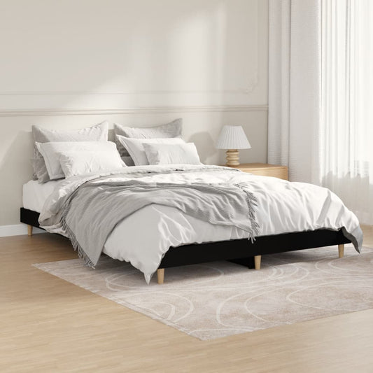 vidaXL Bed Frame Black 140x190 cm Engineered Wood