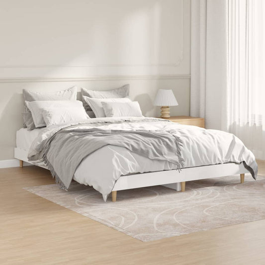 vidaXL Bed Frame High Gloss White 135x190 cm Engineered Wood