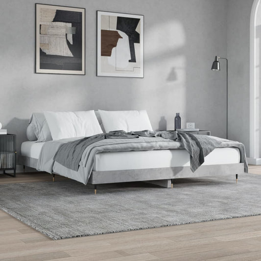 vidaXL Bed Frame Concrete Grey 150x200 cm 5FT King Size Engineered Wood