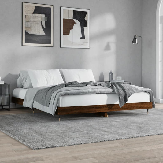 vidaXL Bed Frame Brown Oak 150x200 cm 5FT King Size Engineered Wood
