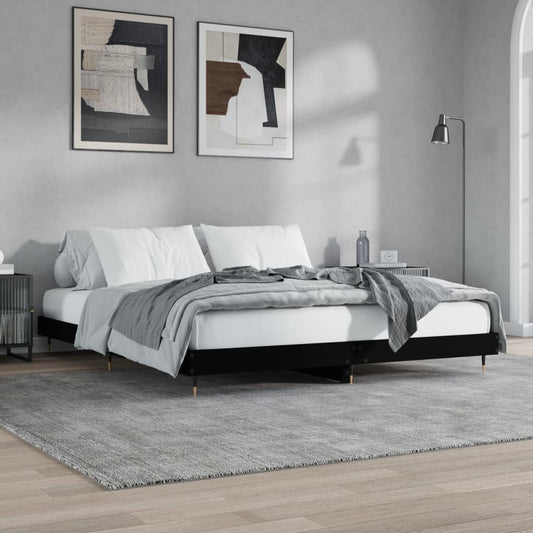 vidaXL Bed Frame Black 140x200 cm Engineered Wood