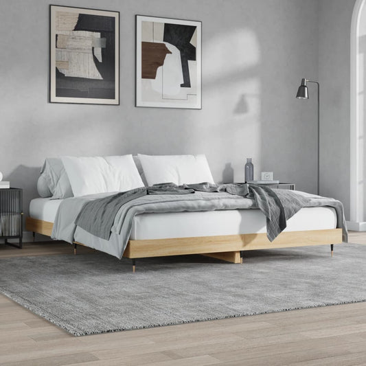 vidaXL Bed Frame Sonoma Oak 140x200 cm Engineered Wood