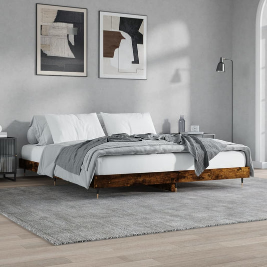 vidaXL Bed Frame Smoked Oak 140x200 cm Engineered Wood