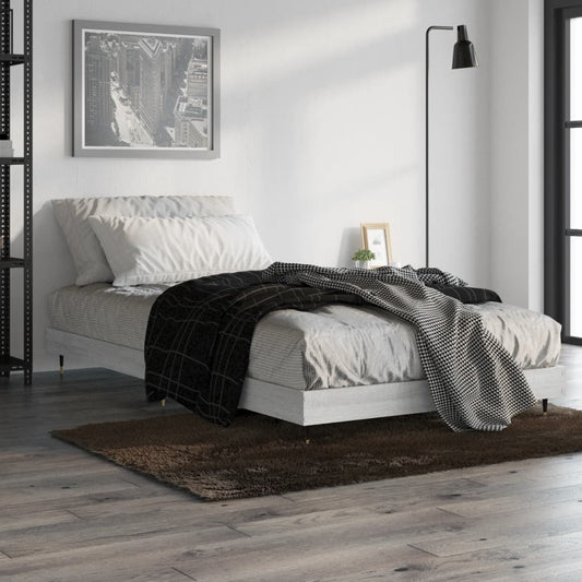 vidaXL Bed Frame Grey Sonoma 100x200 cm Engineered Wood