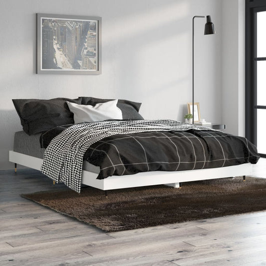 vidaXL Bed Frame White 140x190 cm Engineered Wood