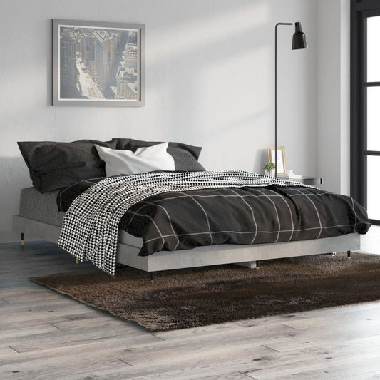 vidaXL Bed Frame Concrete Grey 140x190 cm Engineered Wood