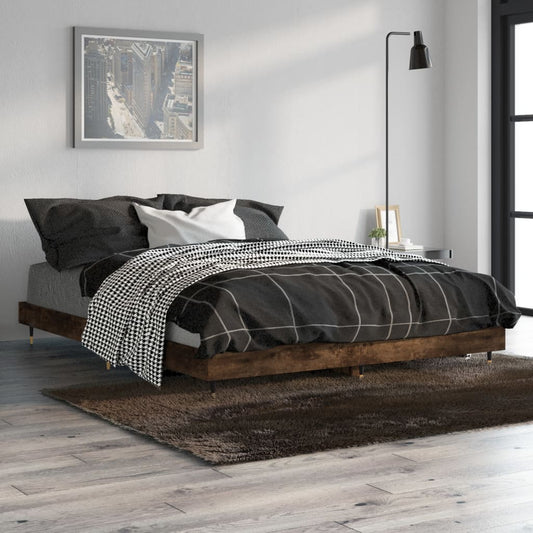vidaXL Bed Frame Smoked Oak 140x190 cm Engineered Wood