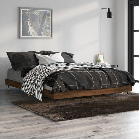 vidaXL Bed Frame Brown Oak 140x190 cm Engineered Wood