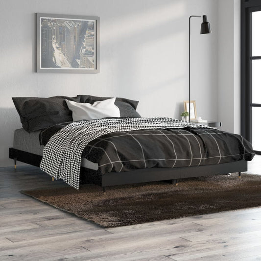 vidaXL Bed Frame Black 135x190 cm 4FT6 Double Engineered Wood