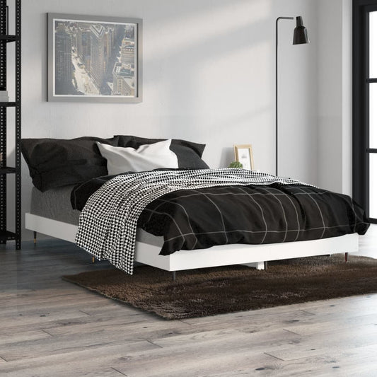 vidaXL Bed Frame White 120x190 cm 4FT Small Double Engineered Wood