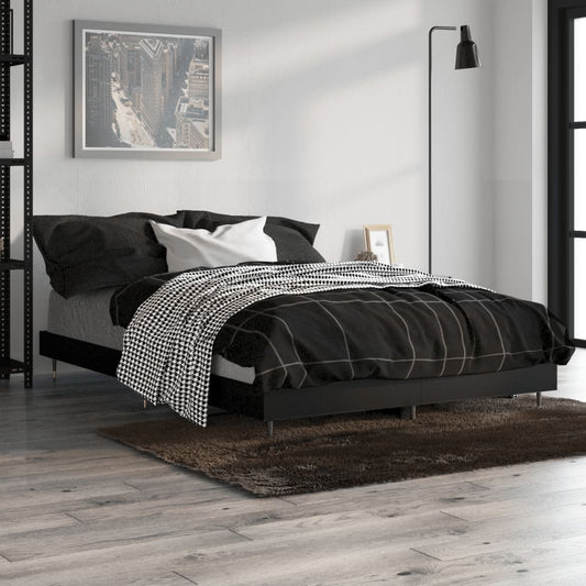 vidaXL Bed Frame Black 120x190 cm 4FT Small Double Engineered Wood