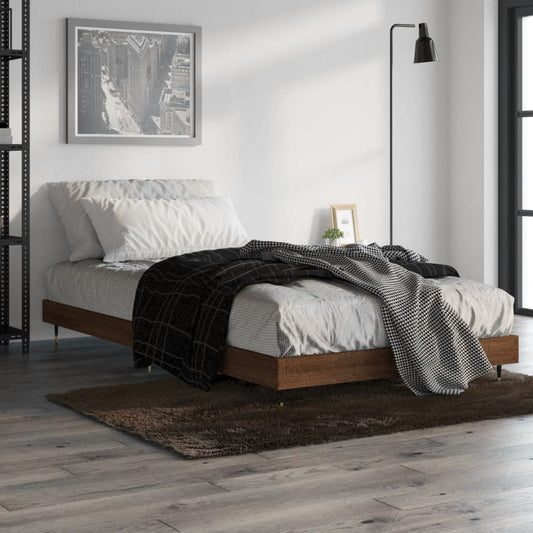 vidaXL Bed Frame Brown Oak 90x190 cm 3FT Single Engineered Wood
