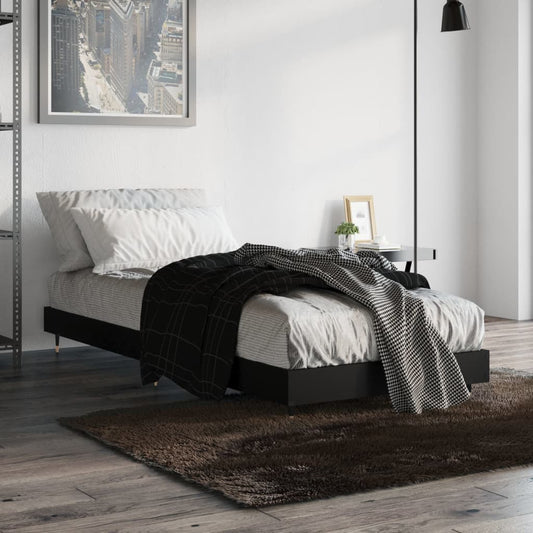 vidaXL Bed Frame Black 75x190 cm 2FT6 Small Single Engineered Wood