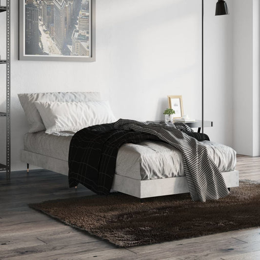 vidaXL Bed Frame Concrete Grey 75x190 cm 2FT6 Small Single Engineered Wood