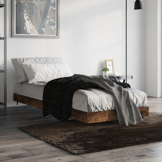 vidaXL Bed Frame Smoked Oak 75x190 cm 2FT6 Small Single Engineered Wood
