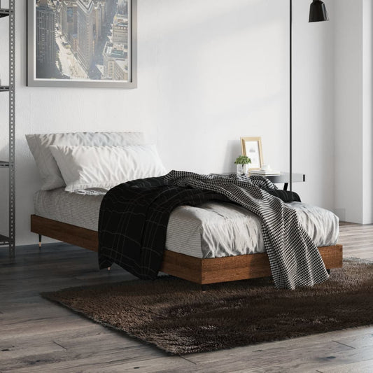 vidaXL Bed Frame Brown Oak 75x190 cm 2FT6 Small Single Engineered Wood