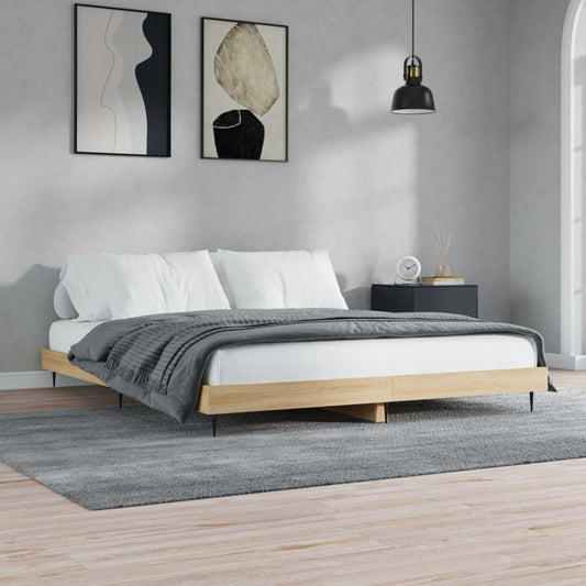 vidaXL Bed Frame Sonoma Oak 200x200 cm Engineered Wood