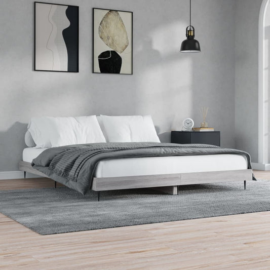 vidaXL Bed Frame Grey Sonoma 180x200 cm 6FT Super King Engineered Wood