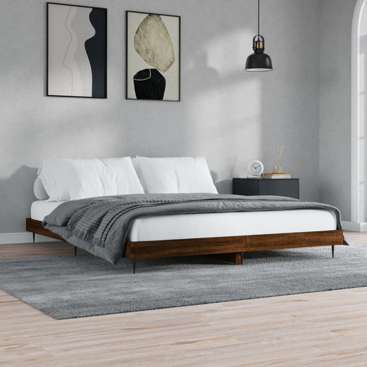 vidaXL Bed Frame Brown Oak 180x200 cm 6FT Super King Engineered Wood