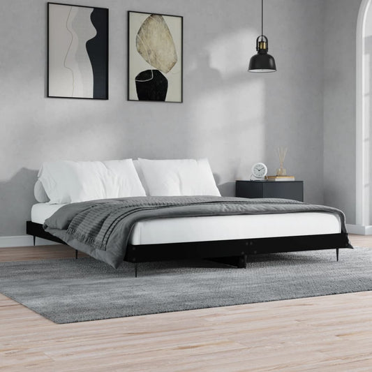 vidaXL Bed Frame Black 150x200 cm 5FT King Size Engineered Wood