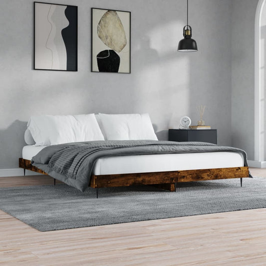 vidaXL Bed Frame Smoked Oak 140x200 cm Engineered Wood