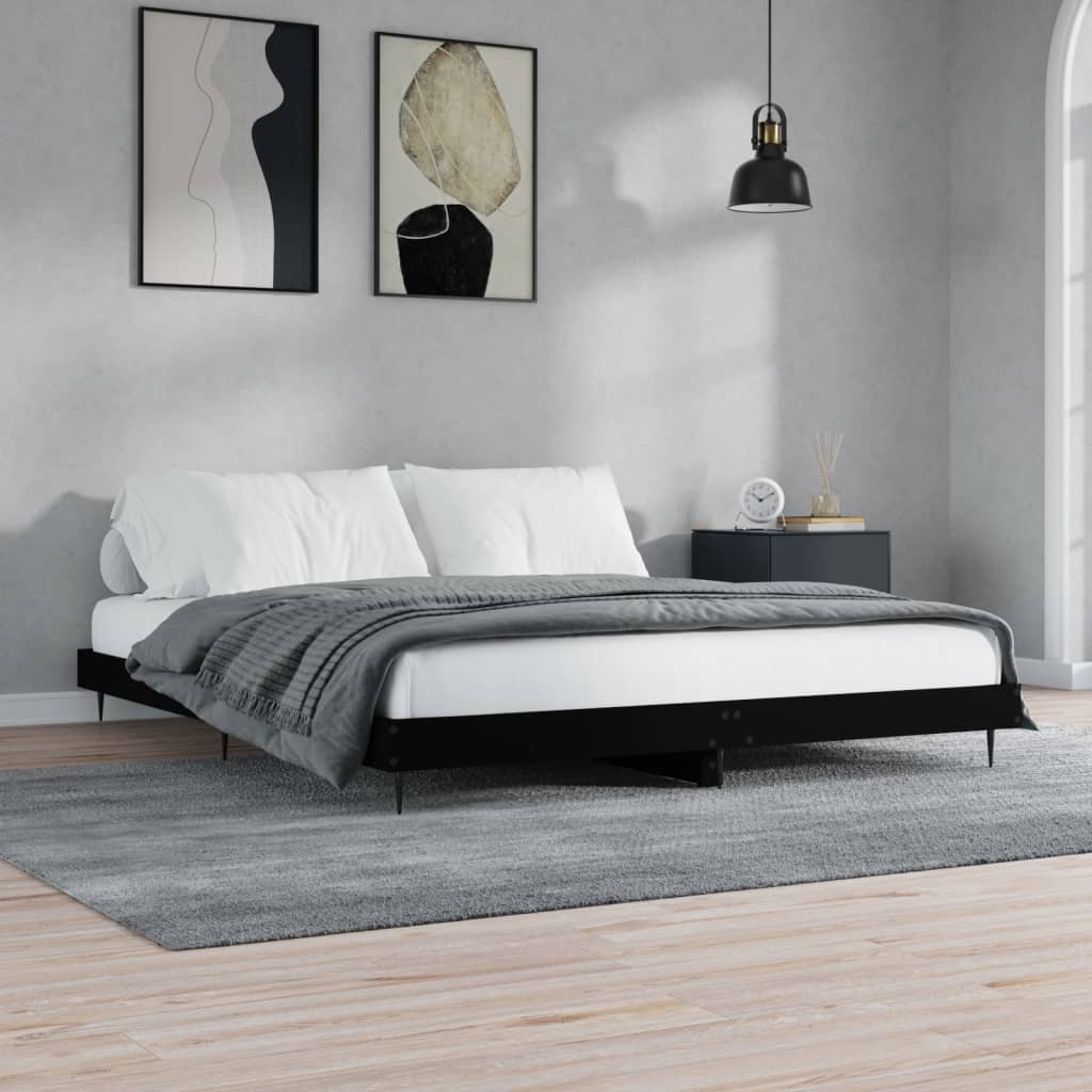 vidaXL Bed Frame Black 120x200 cm Engineered Wood