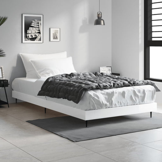 vidaXL Bed Frame High Gloss White 100x200 cm Engineered Wood