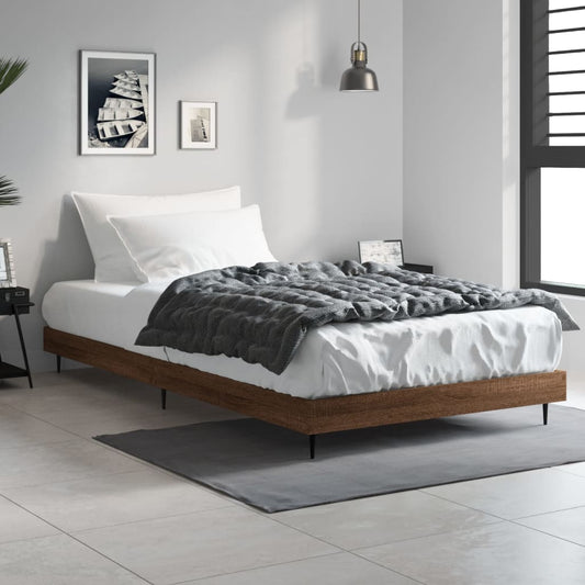 vidaXL Bed Frame Brown Oak 100x200 cm Engineered Wood