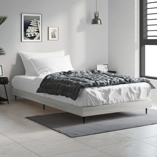 vidaXL Bed Frame Grey Sonoma 90x200 cm Engineered Wood
