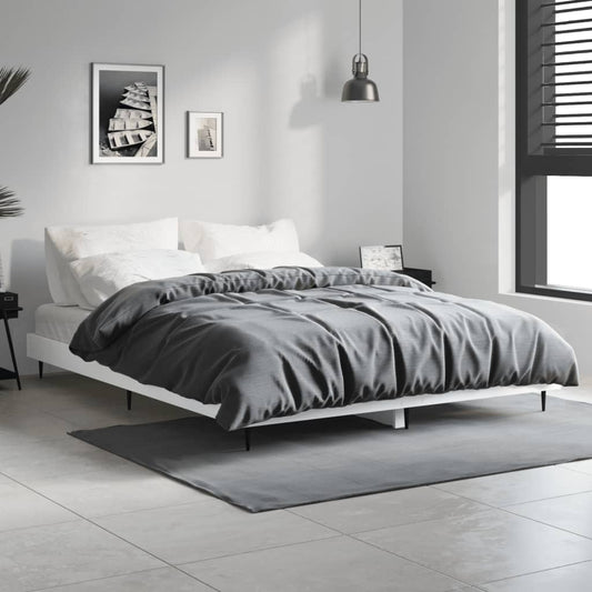 vidaXL Bed Frame White 140x190 cm Engineered Wood