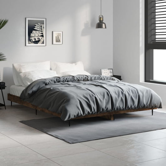 vidaXL Bed Frame Smoked Oak 140x190 cm Engineered Wood