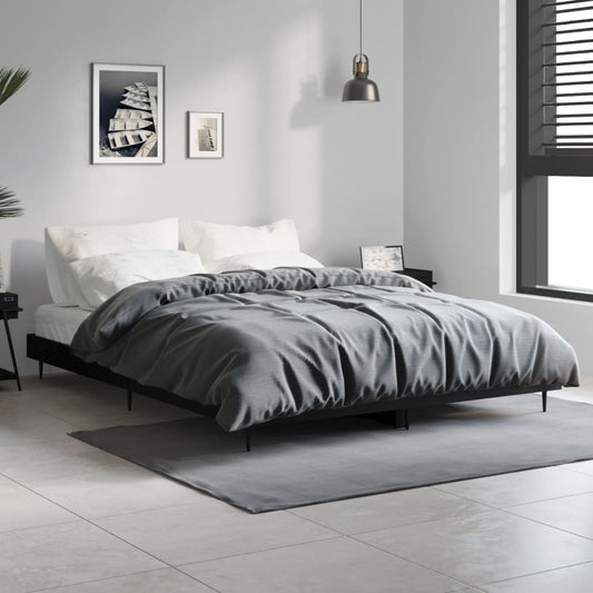 vidaXL Bed Frame Black 135x190 cm 4FT6 Double Engineered Wood
