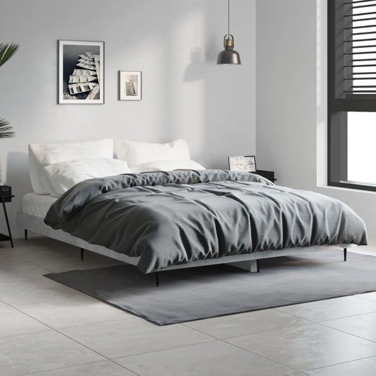 vidaXL Bed Frame Concrete Grey 135x190 cm 4FT6 Double Engineered Wood