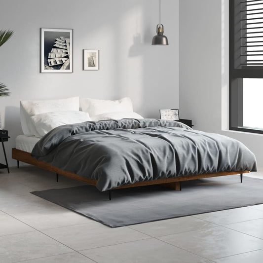 vidaXL Bed Frame Brown Oak 135x190 cm 4FT6 Double Engineered Wood