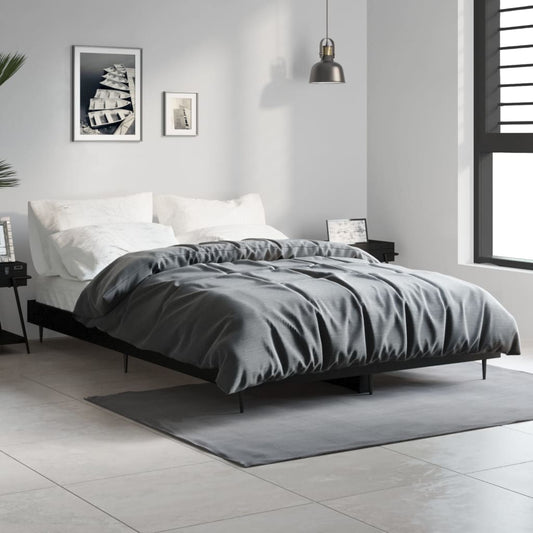 vidaXL Bed Frame Black 120x190 cm 4FT Small Double Engineered Wood