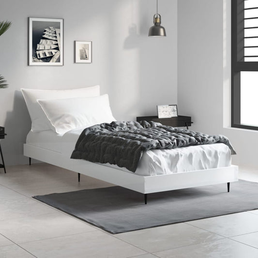vidaXL Bed Frame High Gloss White 75x190 cm 2FT6 Small Single Engineered Wood