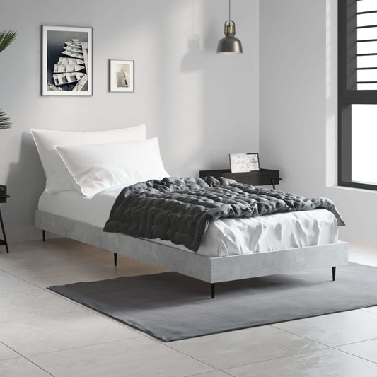 vidaXL Bed Frame Concrete Grey 75x190 cm 2FT6 Small Single Engineered Wood