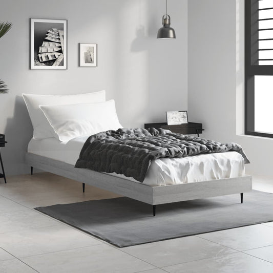 vidaXL Bed Frame Grey Sonoma 75x190 cm 2FT6 Small Single Engineered Wood