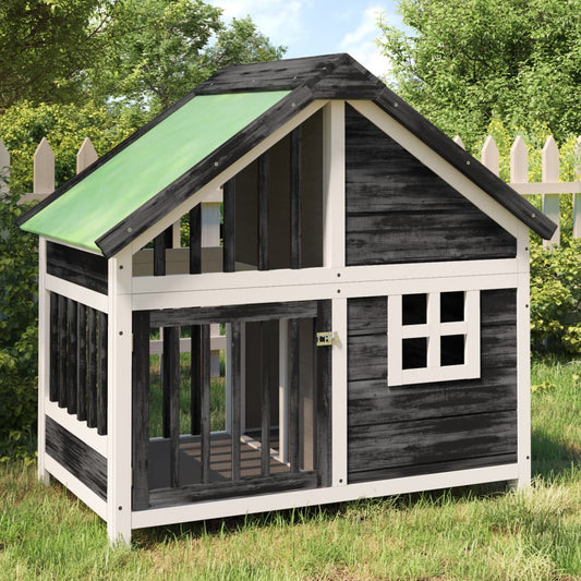 vidaXL Dog Kennel Grey 96x60.5x87 cm Solid Wood Pine