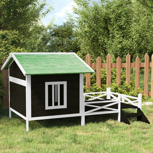 vidaXL Dog Kennel Grey 159x120x88.5 cm Solid Wood Pine