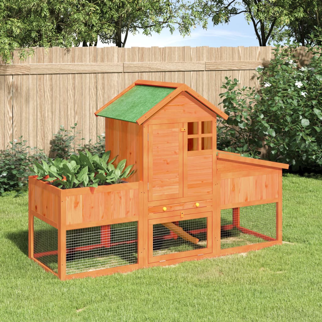 vidaXL Rabbit Hutch Brown 170x63x113 cm Solid Wood Pine