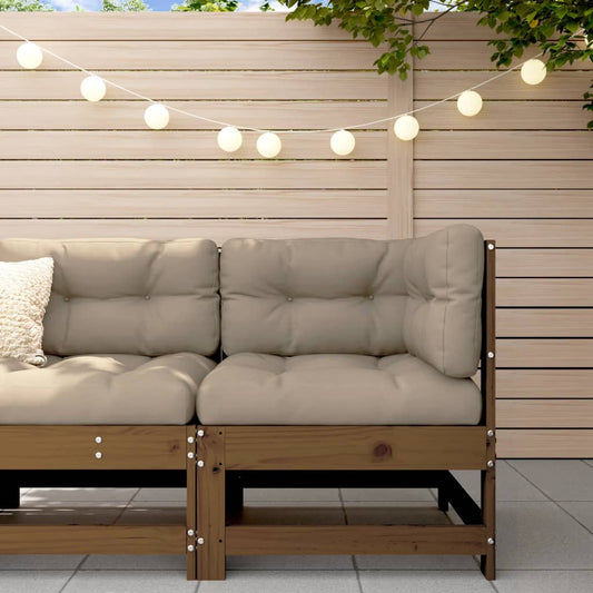 vidaXL Corner Sofa with Cushions Honey Brown Solid Wood Pine